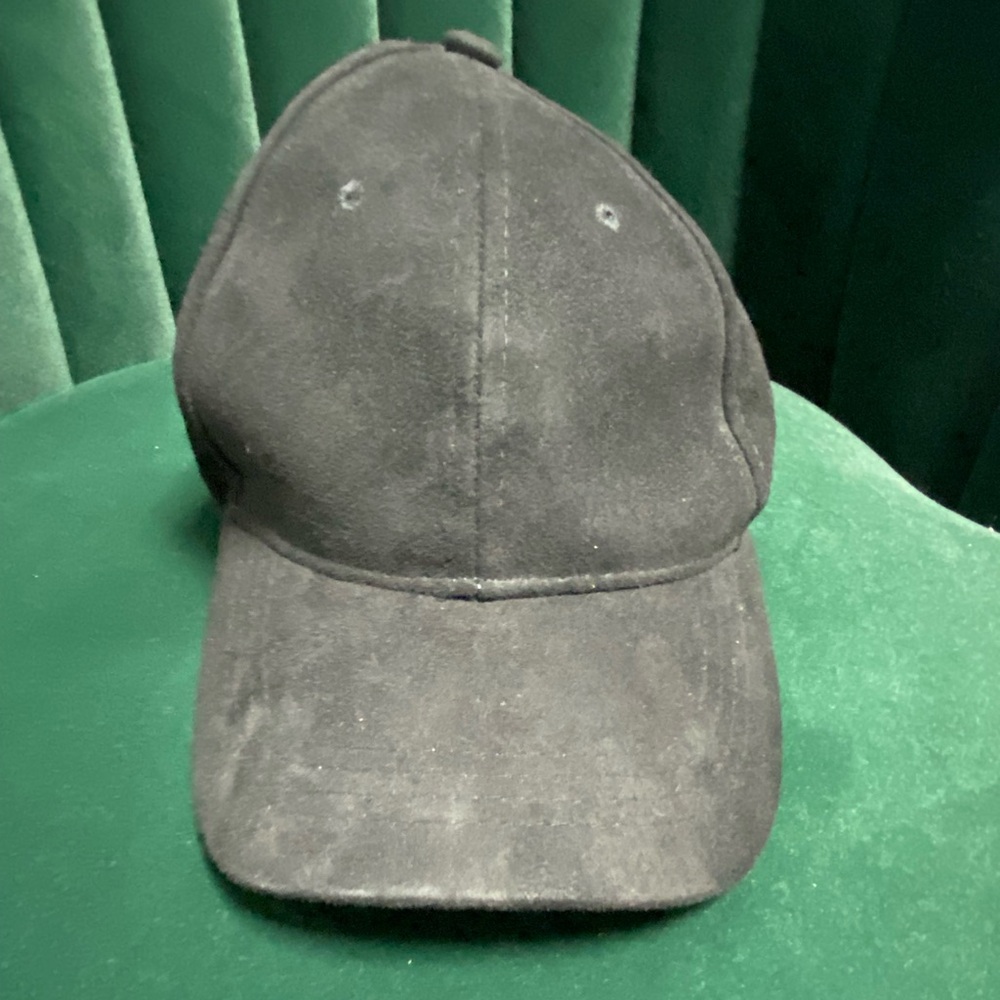Black Faux Suede Baseball Cap